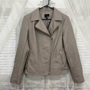 NEW a.n.a. Women Size Medium Taupe Faux Leather Moto Zip up Jacket Full Moonrock